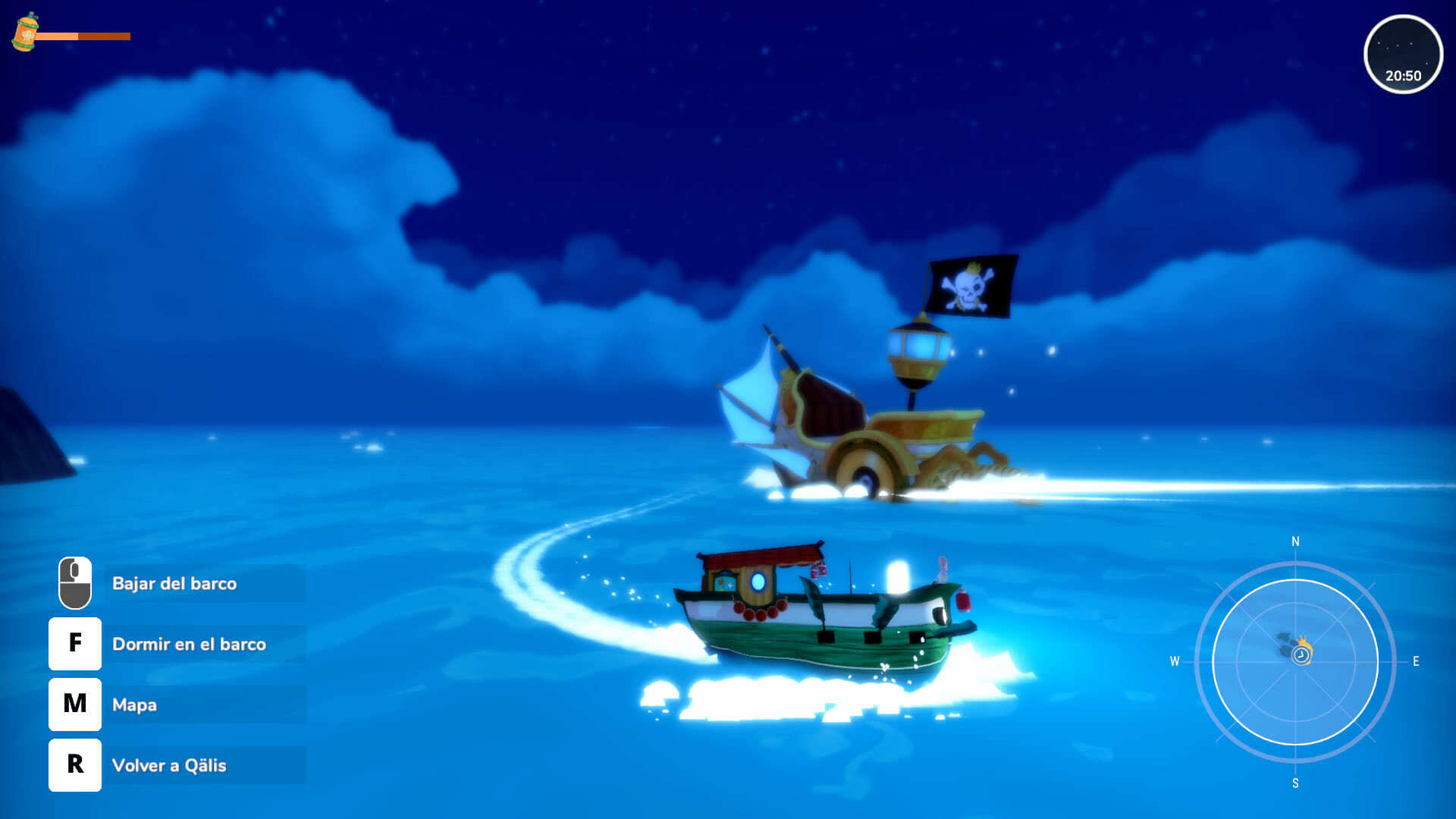 Summer in mara screenshot gameplay navegando de noche con el barco